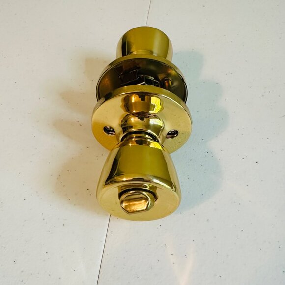 Design House Terrace Lockset Polished Brass Finish Keyed Entry Door Knob - Picture 3 of 10